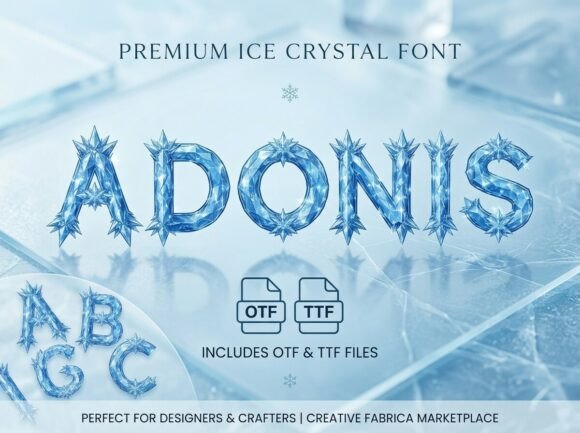 Adonis: The Ice Crystal Display Font for Frozen Aesthetics